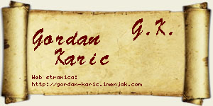 Gordan Karić vizit kartica